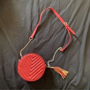 Red Quilted Circle Purse